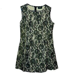 ❤️ 🆕 AX PARIS VINTAGE Party Dress black fishnet flowers NWOT